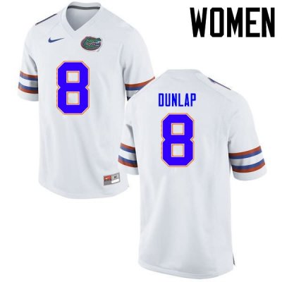 Women's Florida Gators #8 Carlos Dunlap NCAA Nike White Authentic Stitched College Football Jersey ZVK7162XU